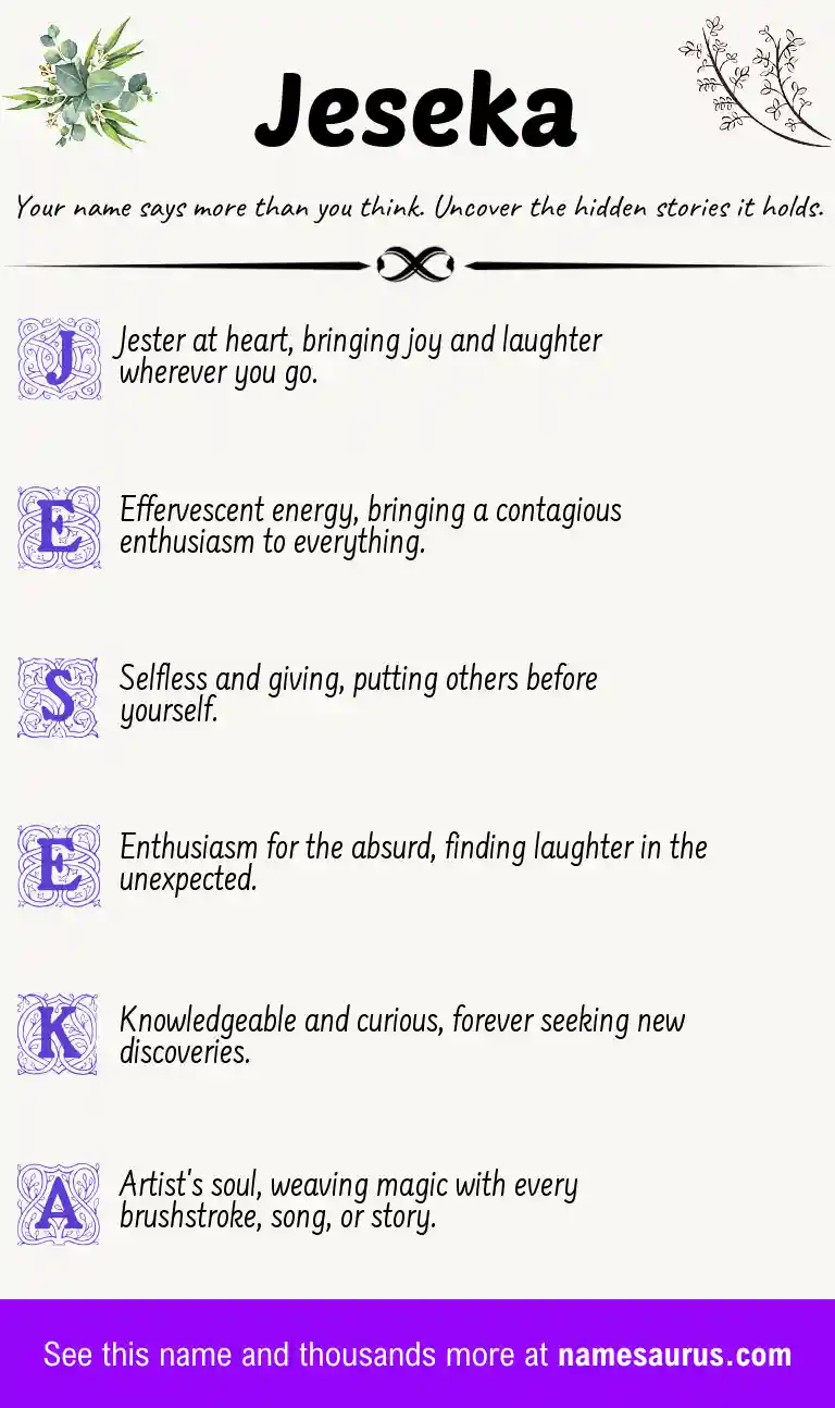 Acrostic poem about Jeseka.