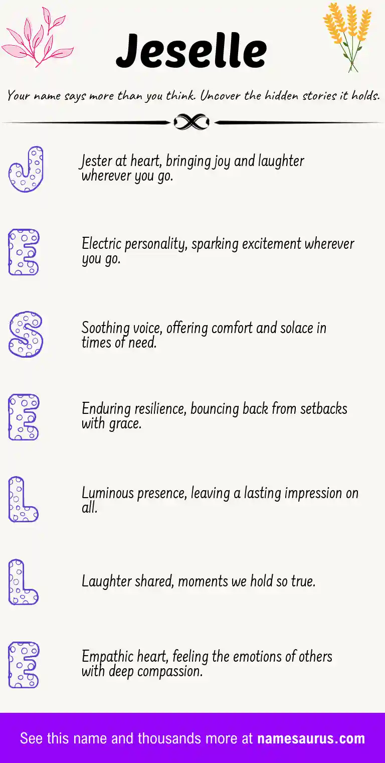 Acrostic poem about Jeselle.
