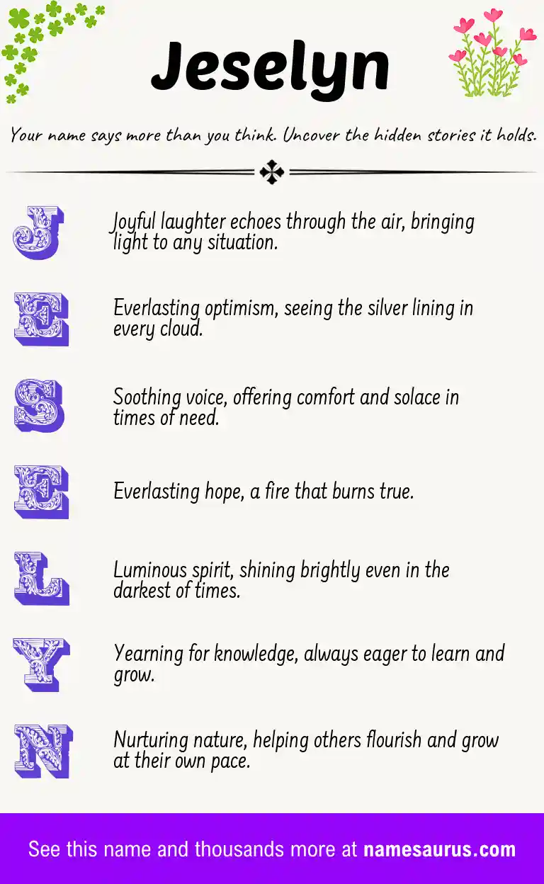 Acrostic poem about Jeselyn.