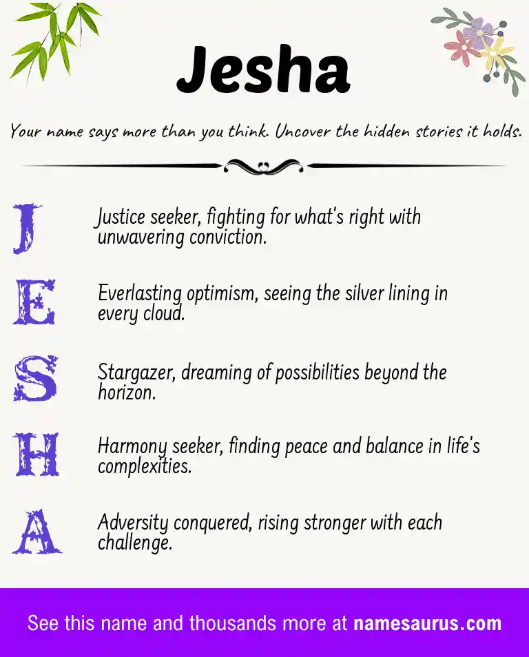 Acrostic poem about Jesha.