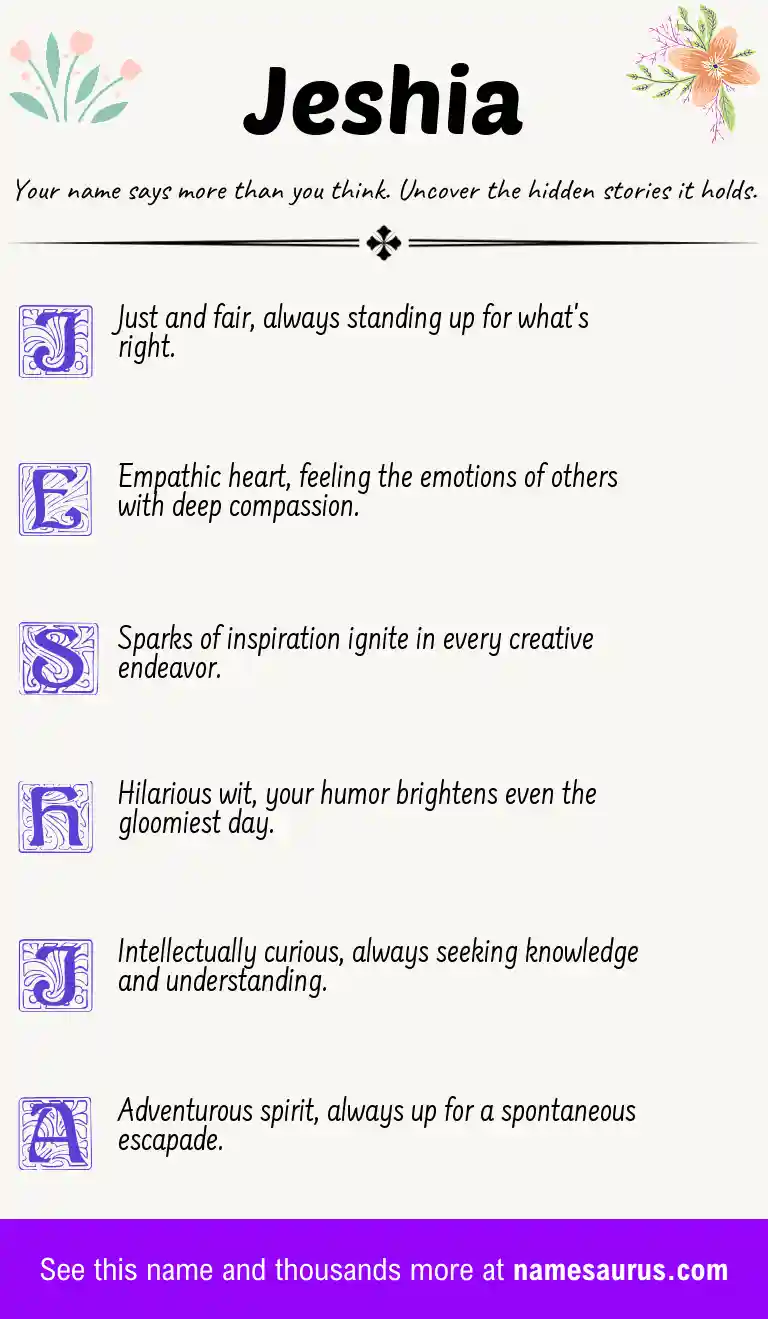 Acrostic poem about Jeshia.
