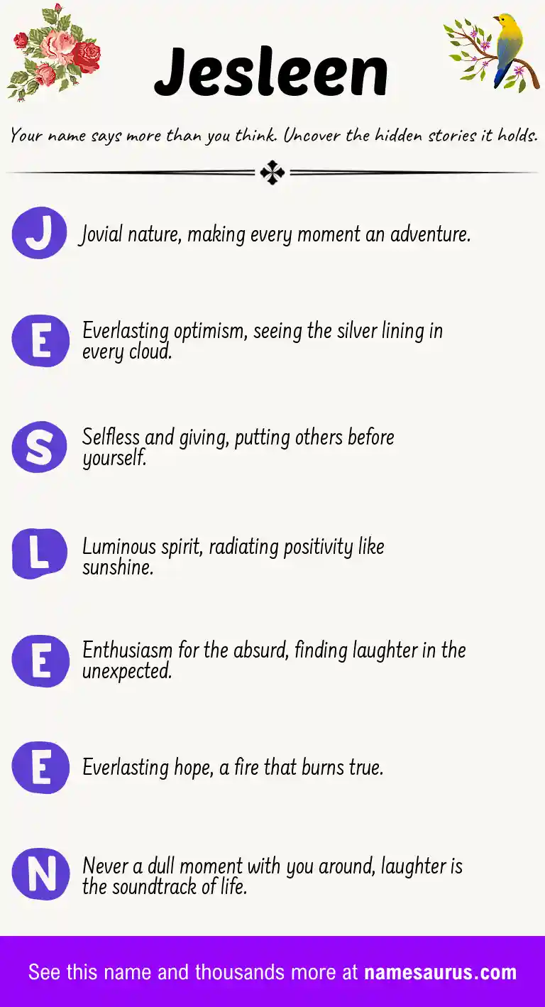 Acrostic poem about Jesleen.