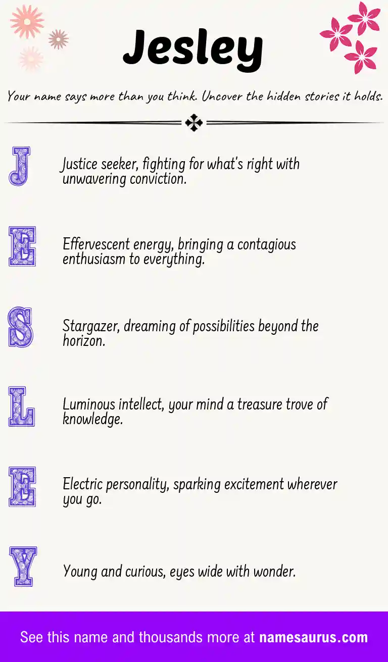 Acrostic poem about Jesley.