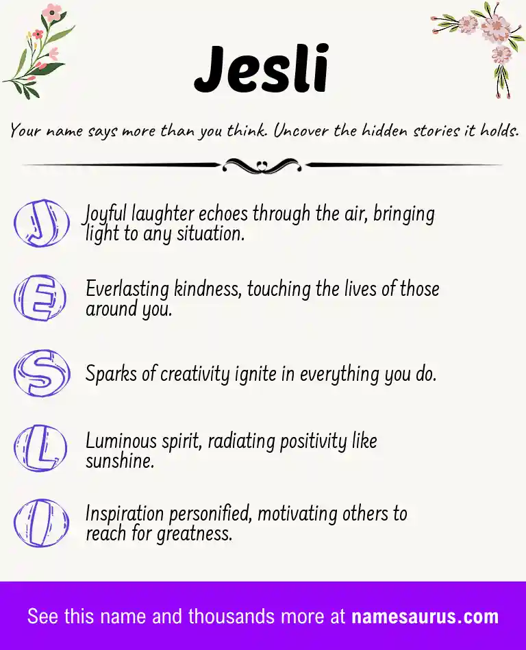 Acrostic poem about Jesli.