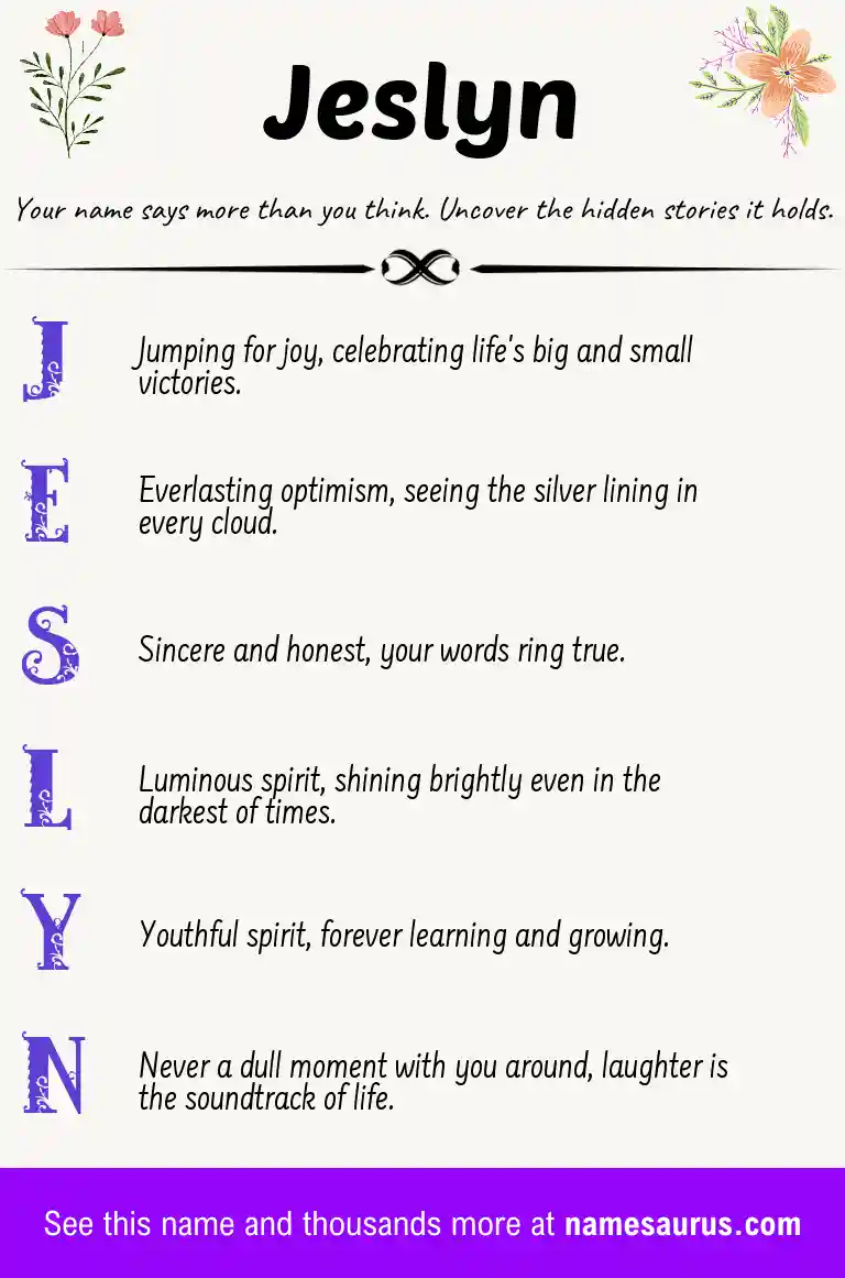 Acrostic poem about Jeslyn.