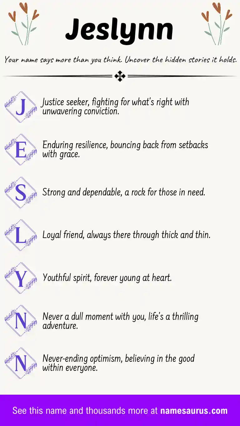 Acrostic poem about Jeslynn.