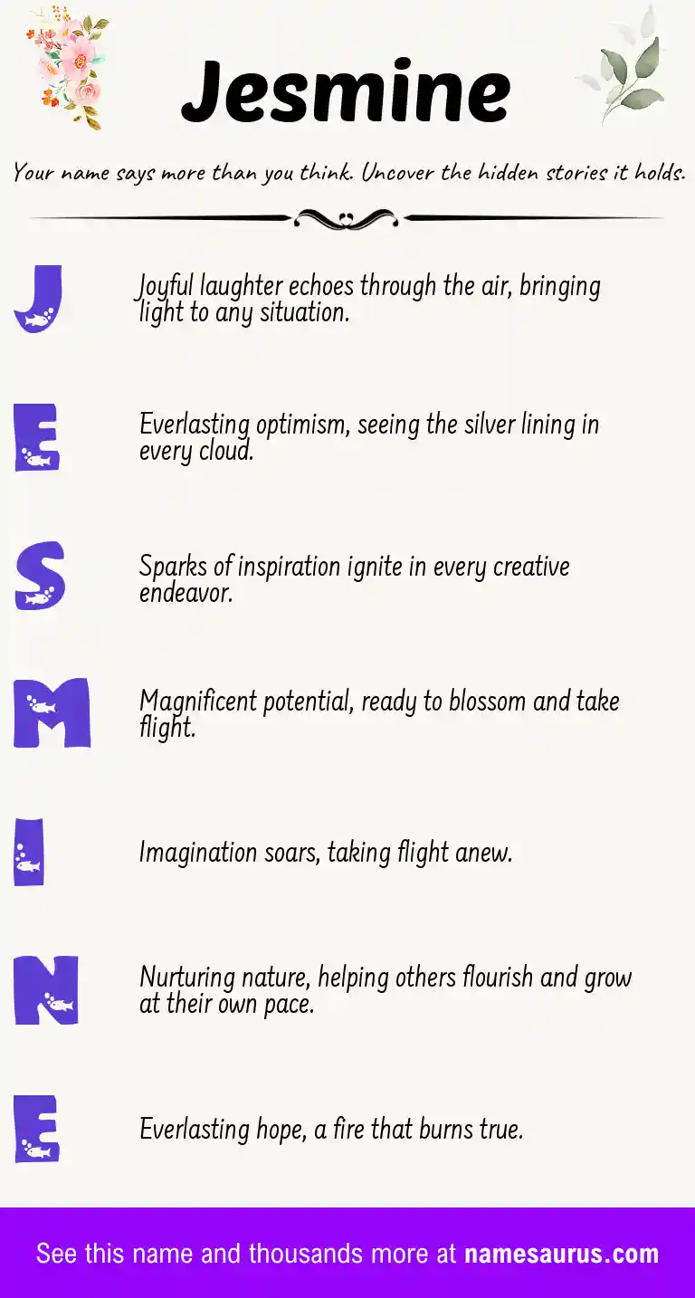 Acrostic poem about Jesmine.