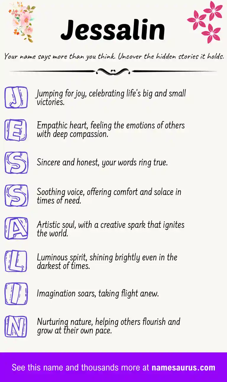 Acrostic poem about Jessalin.