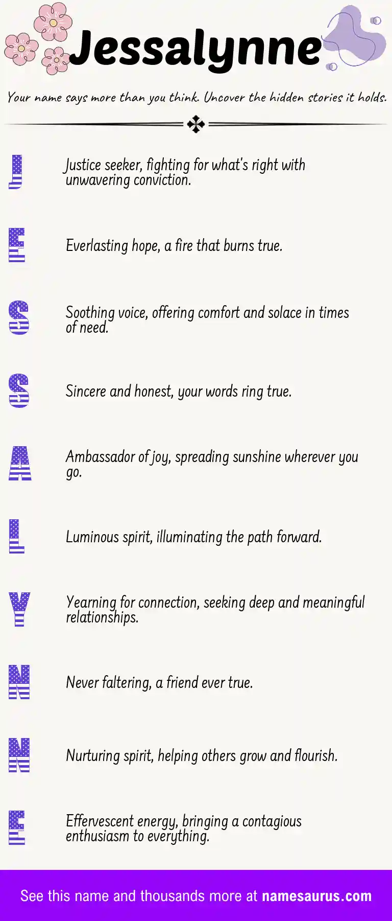 Acrostic poem about Jessalynne.
