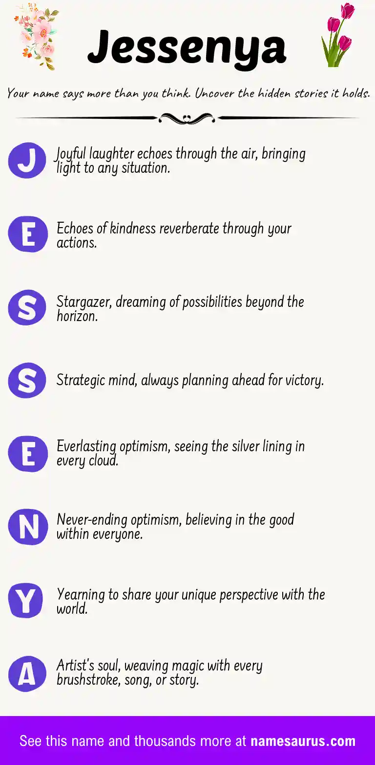 Acrostic poem about Jessenya.