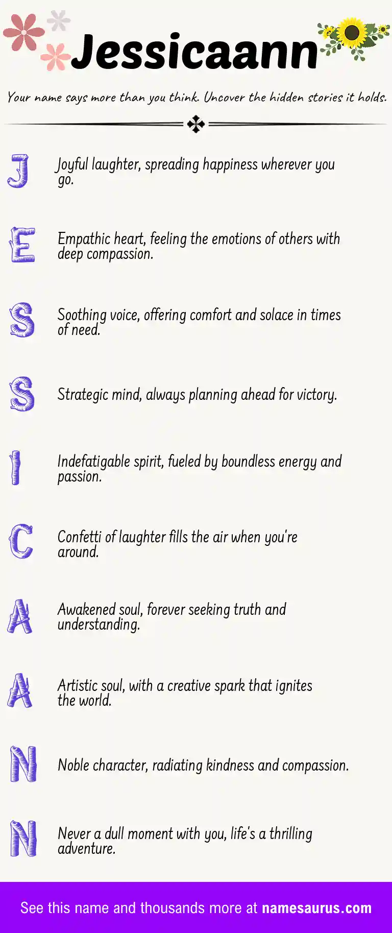 Acrostic poem about Jessicaann.