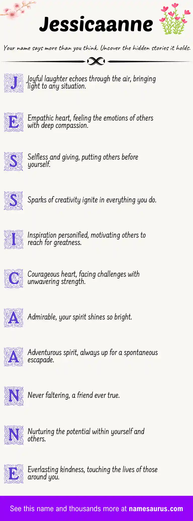 Acrostic poem about Jessicaanne.