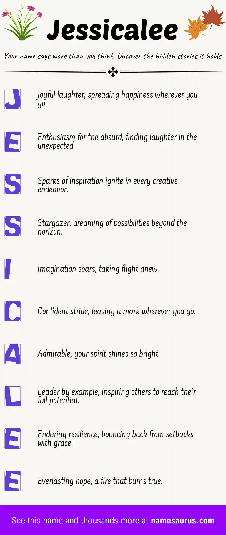 Acrostic poem about Jessicalee.