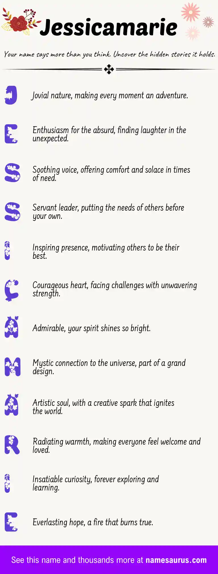 Acrostic poem about Jessicamarie.