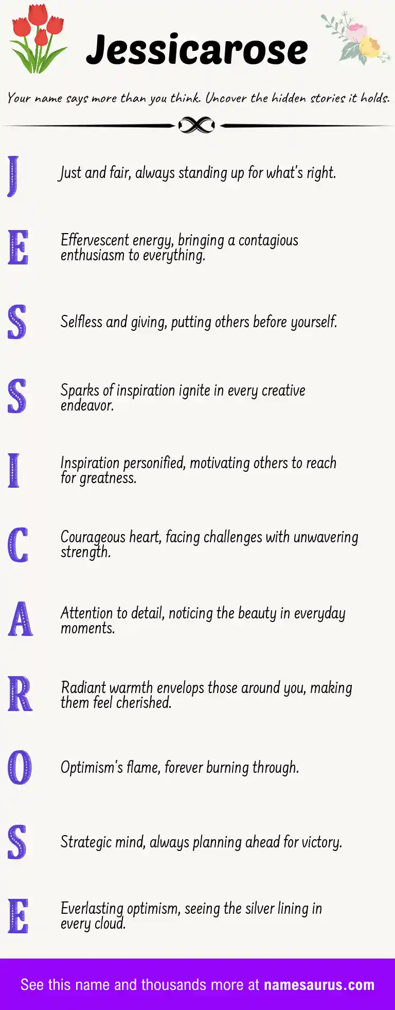 Acrostic poem about Jessicarose.
