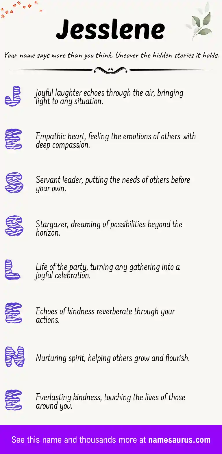 Acrostic poem about Jesslene.