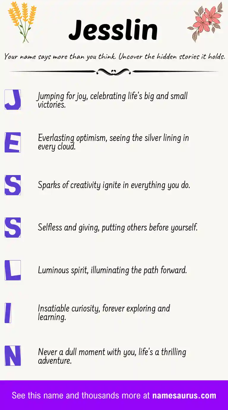 Acrostic poem about Jesslin.