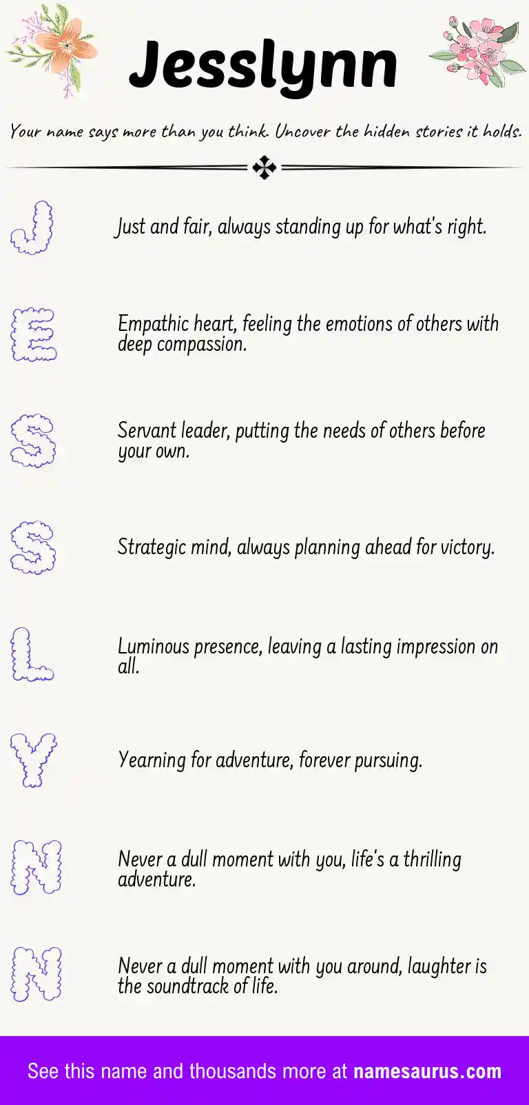 Acrostic poem about Jesslynn.