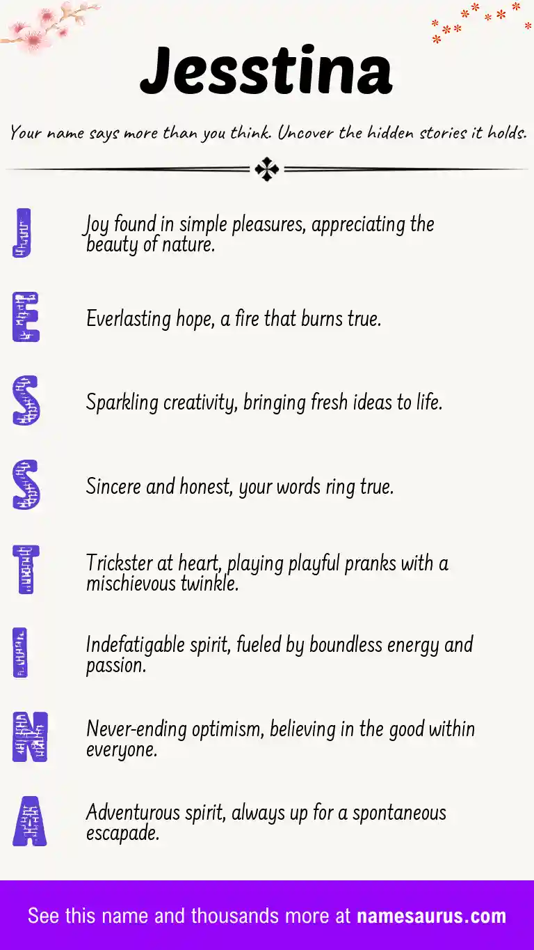 Acrostic poem about Jesstina.