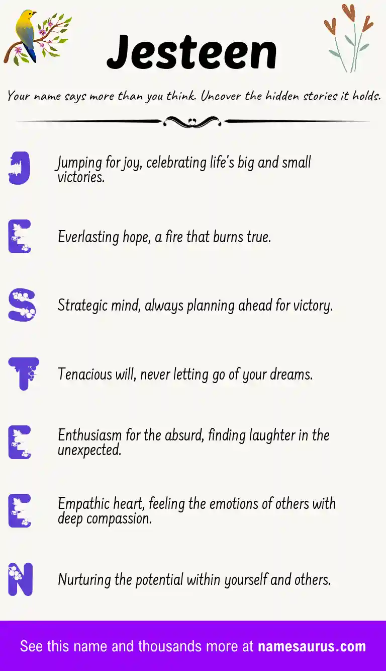 Acrostic poem about Jesteen.
