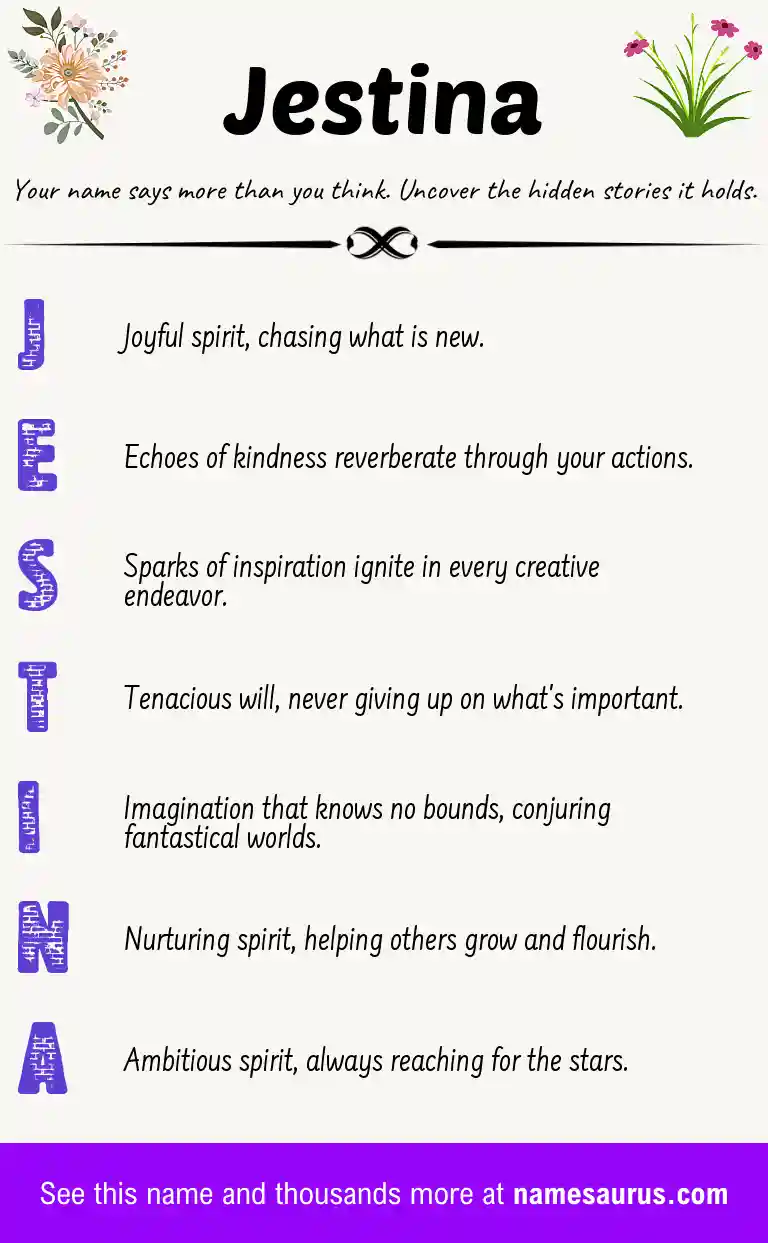 Acrostic poem about Jestina.