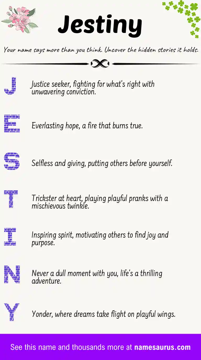 Acrostic poem about Jestiny.