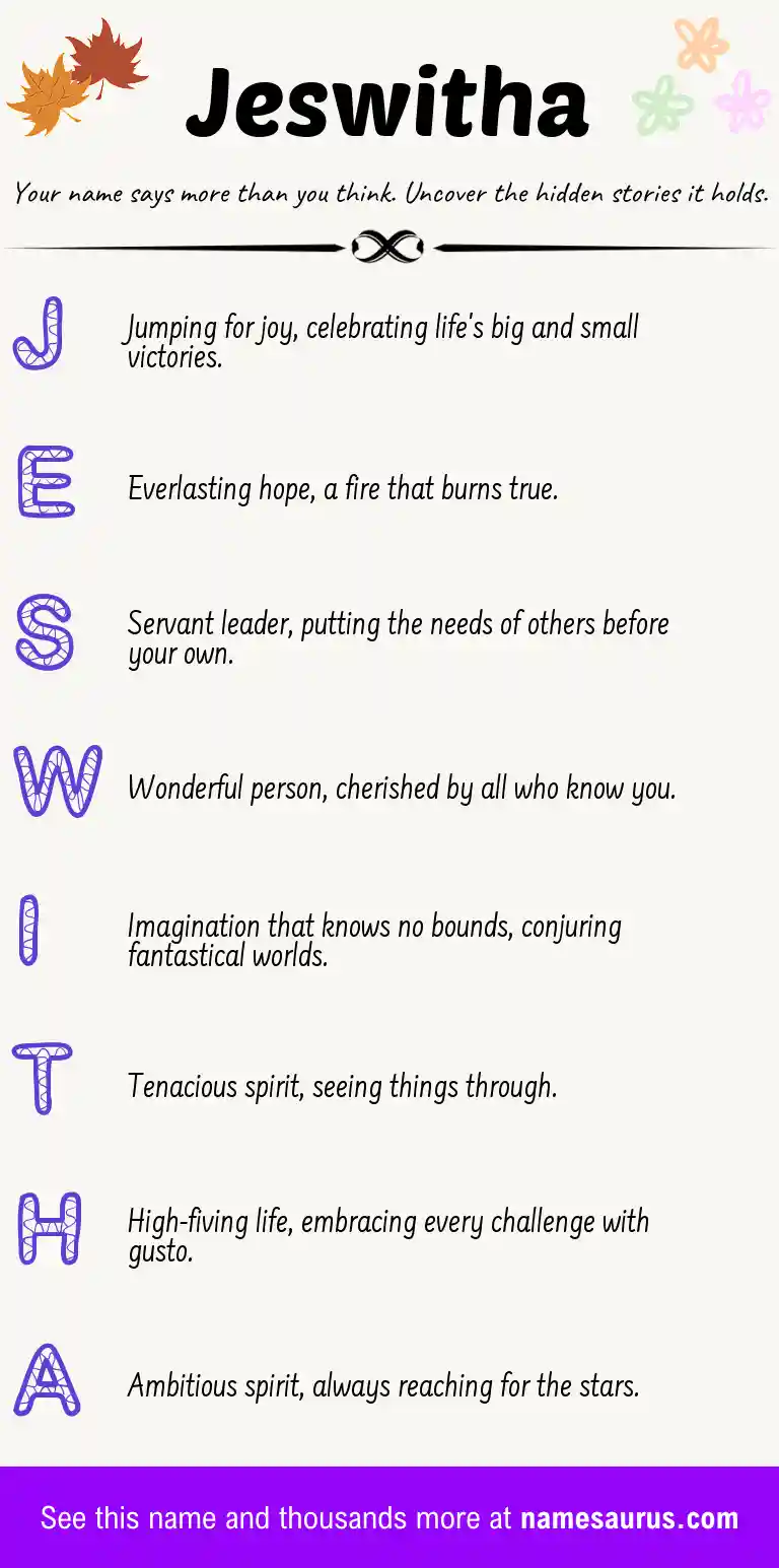 Acrostic poem about Jeswitha.
