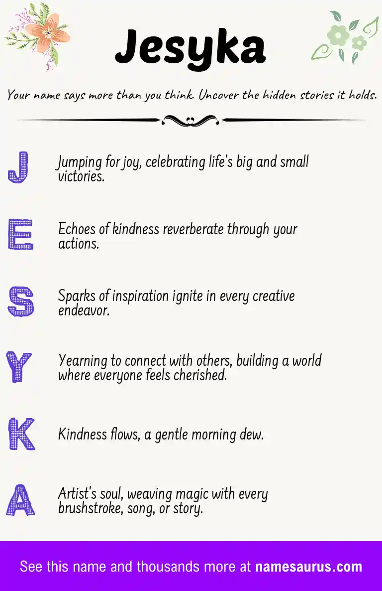 Acrostic poem about Jesyka.