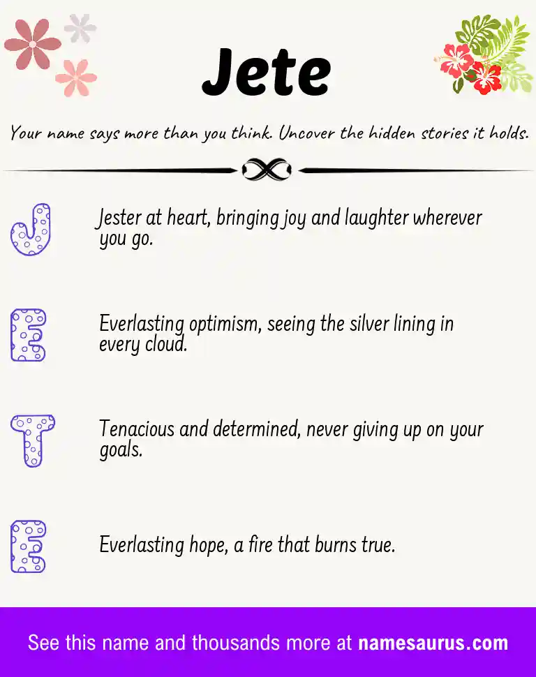 Acrostic poem about Jete.