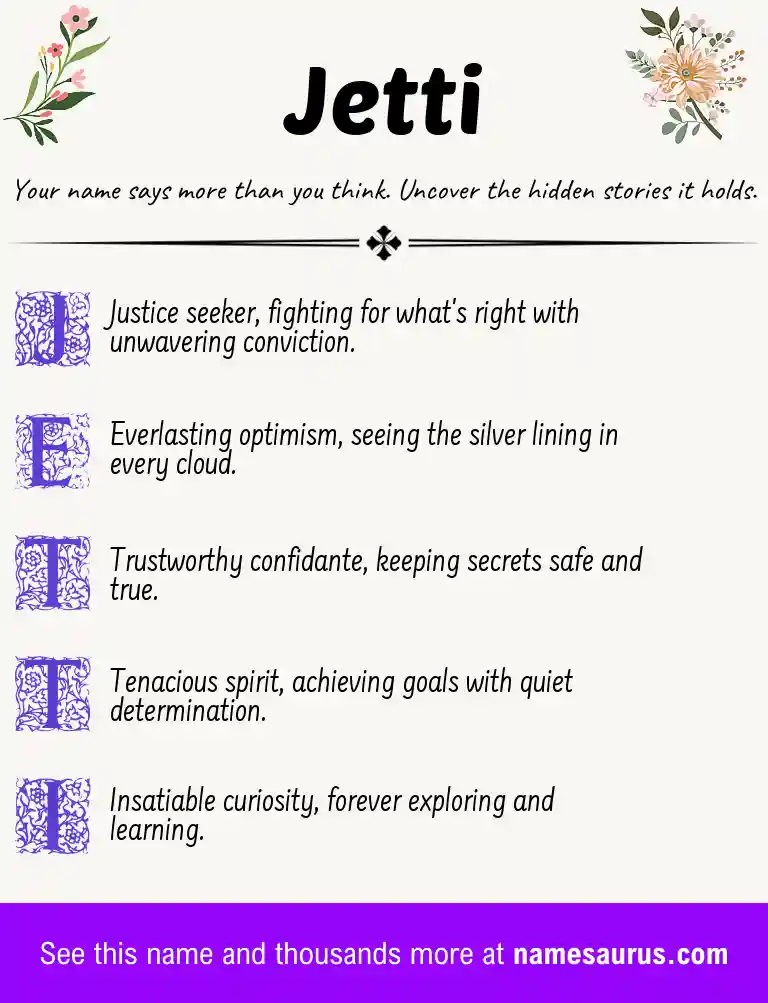 Acrostic poem about Jetti.