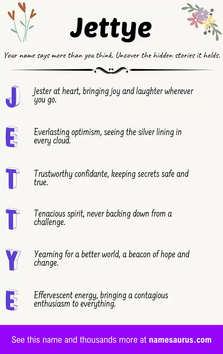 Acrostic poem about Jettye.