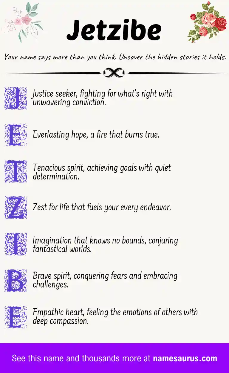 Acrostic poem about Jetzibe.