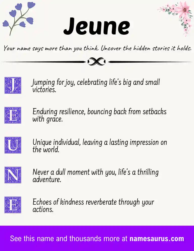 Acrostic poem about Jeune.