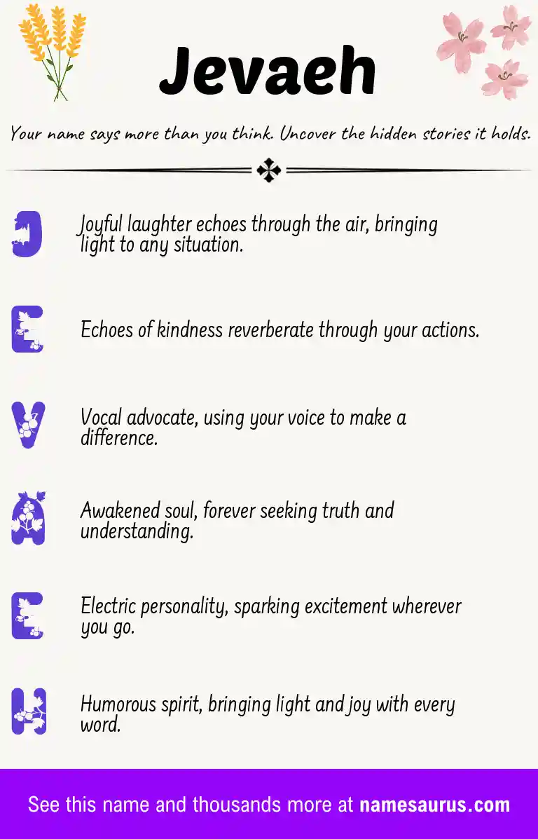 Acrostic poem about Jevaeh.