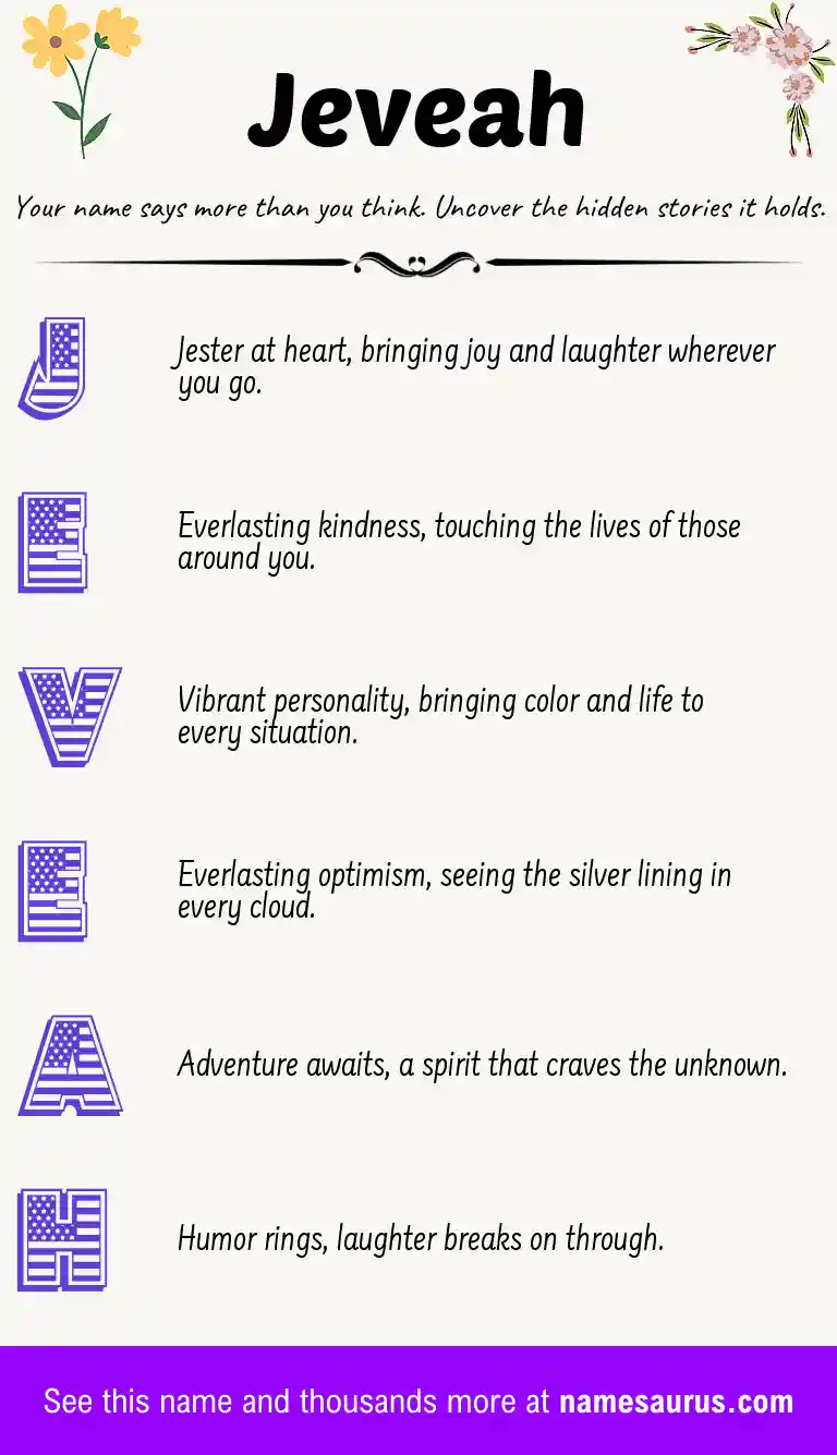 Acrostic poem about Jeveah.