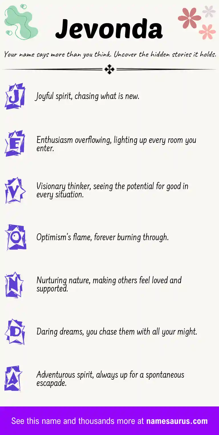 Acrostic poem about Jevonda.