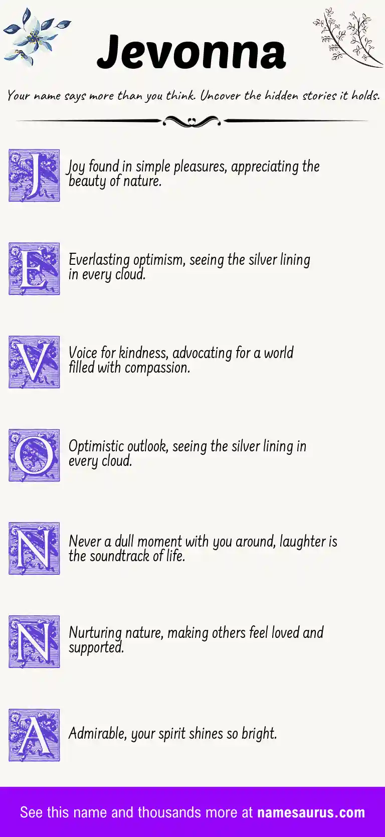 Acrostic poem about Jevonna.