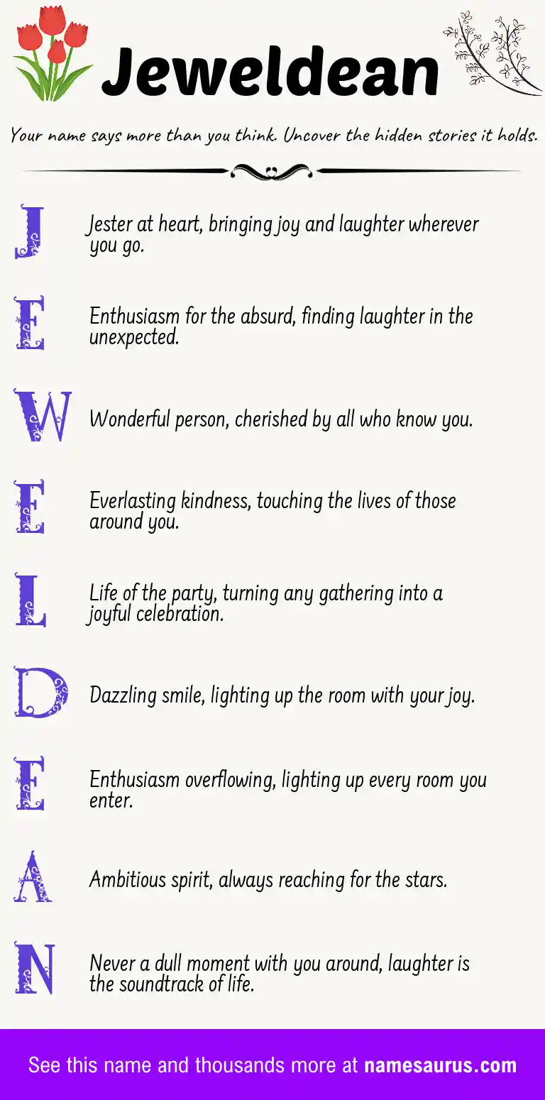 Acrostic poem about Jeweldean.