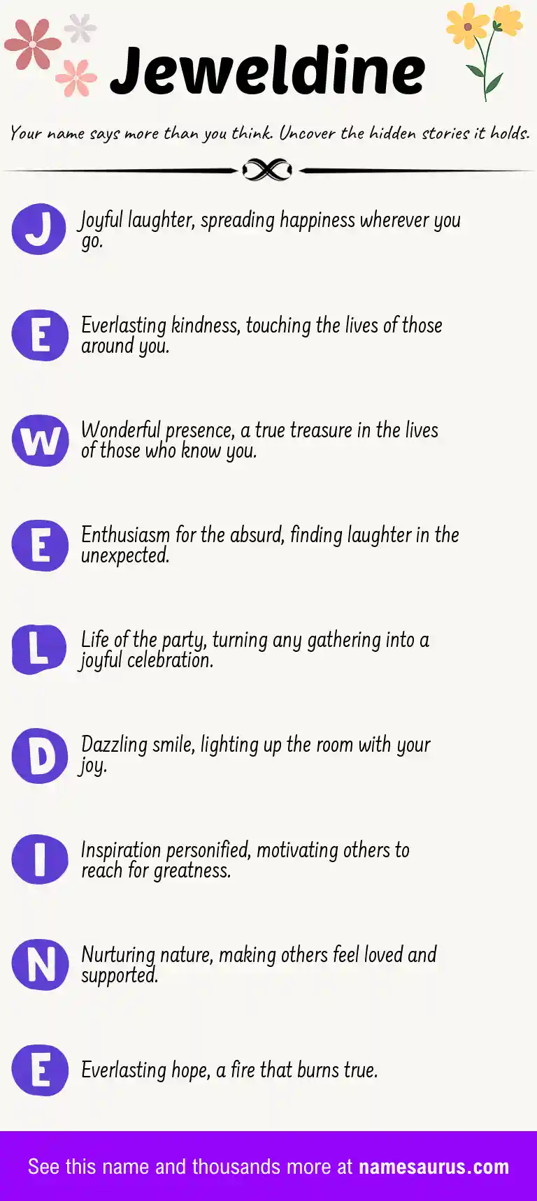 Acrostic poem about Jeweldine.