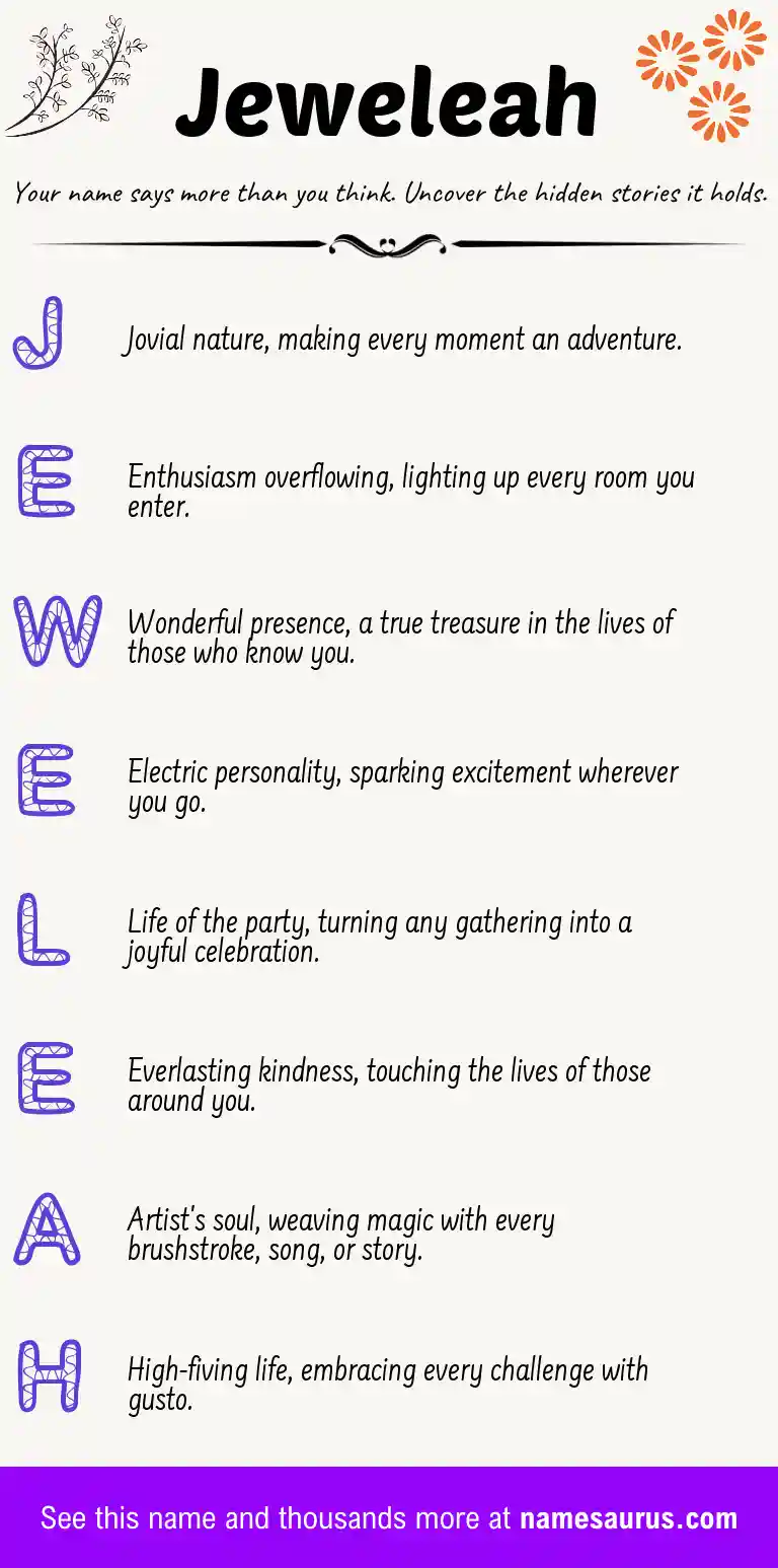 Acrostic poem about Jeweleah.