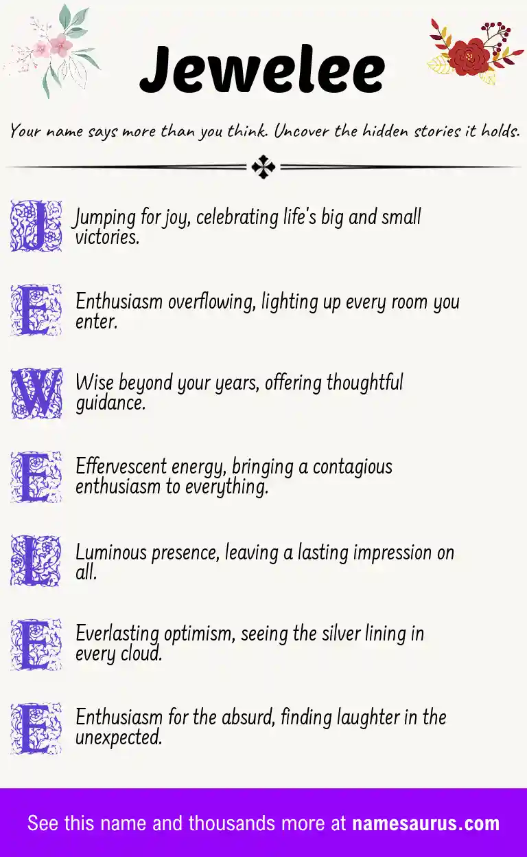 Acrostic poem about Jewelee.