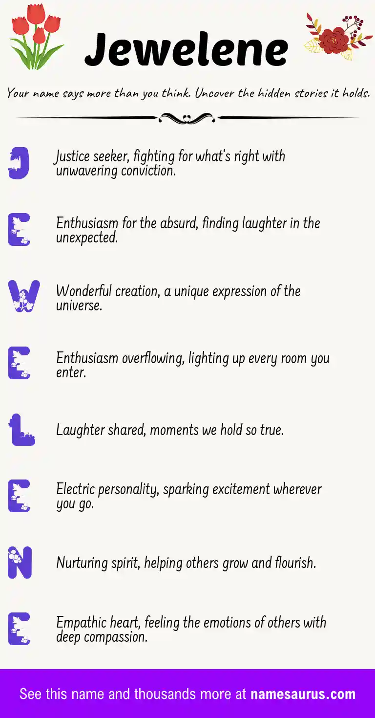 Acrostic poem about Jewelene.