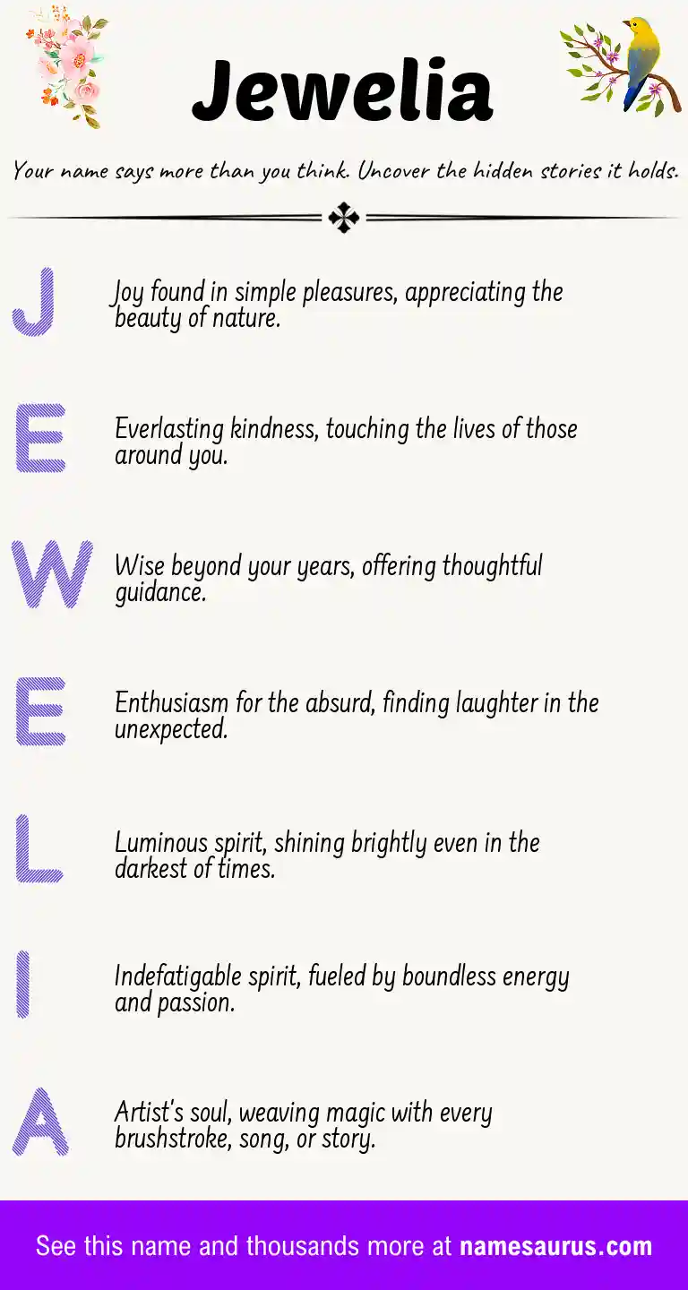 Acrostic poem about Jewelia.