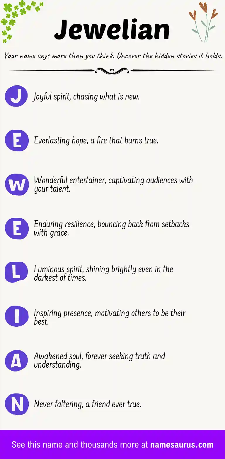 Acrostic poem about Jewelian.