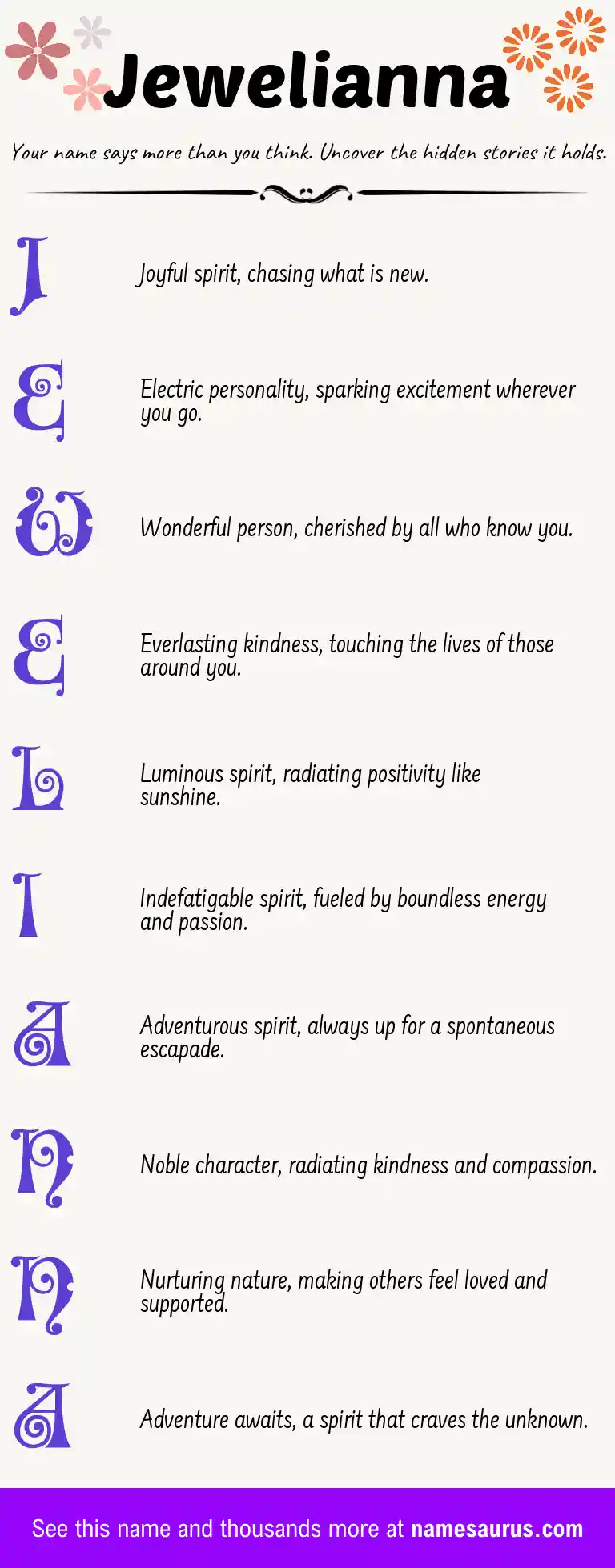 Acrostic poem about Jewelianna.