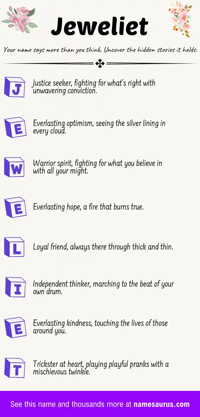 Acrostic poem about Jeweliet.