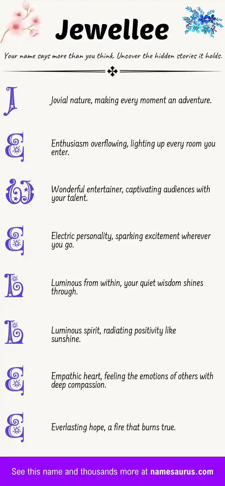 Acrostic poem about Jewellee.