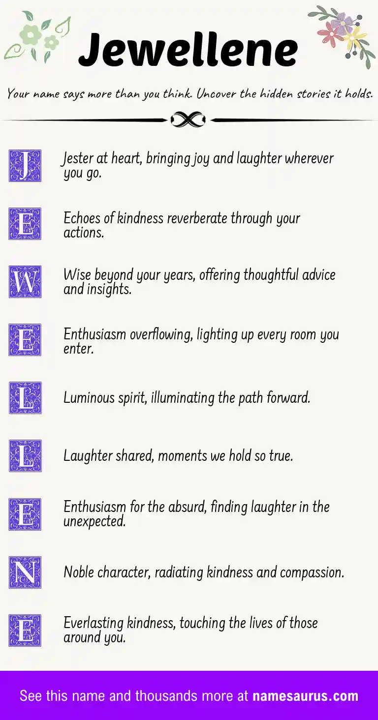 Acrostic poem about Jewellene.