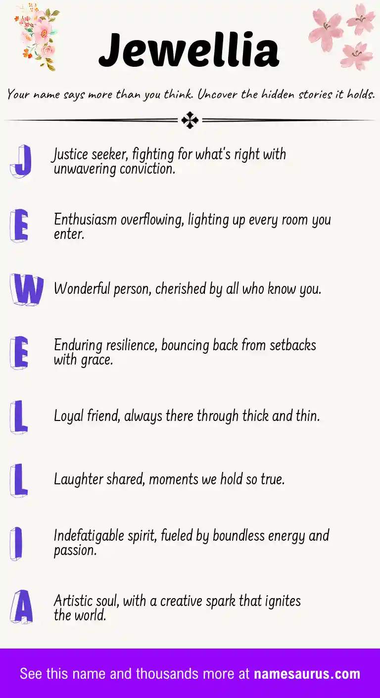 Acrostic poem about Jewellia.