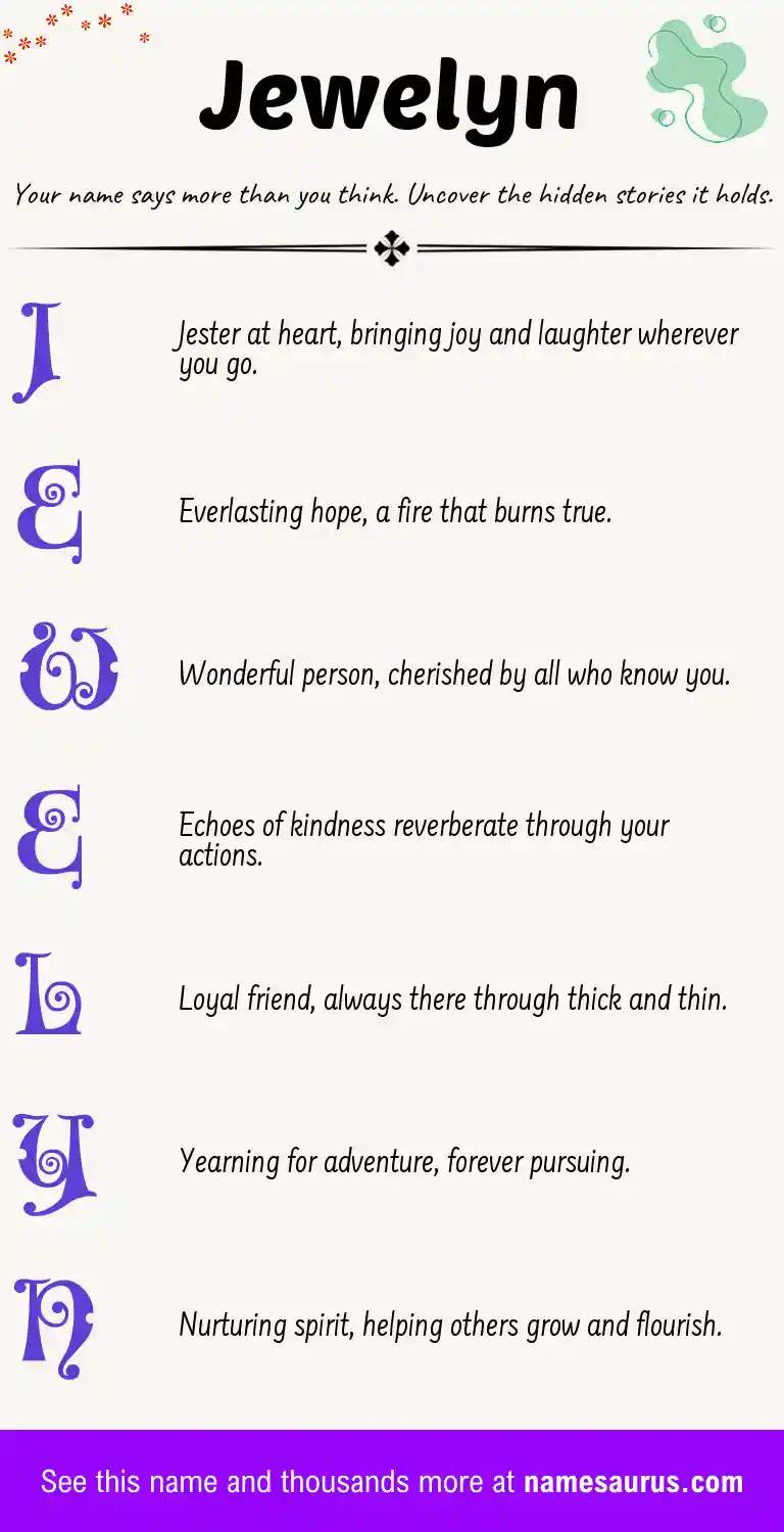 Acrostic poem about Jewelyn.